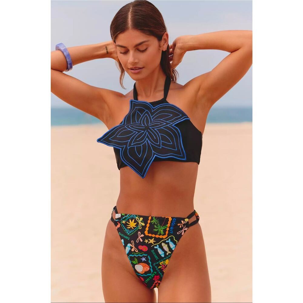 NEW Anthropologie Celandine 2 pc Set Floral Top & Bikini Bottoms. Sz M. Ret $216
